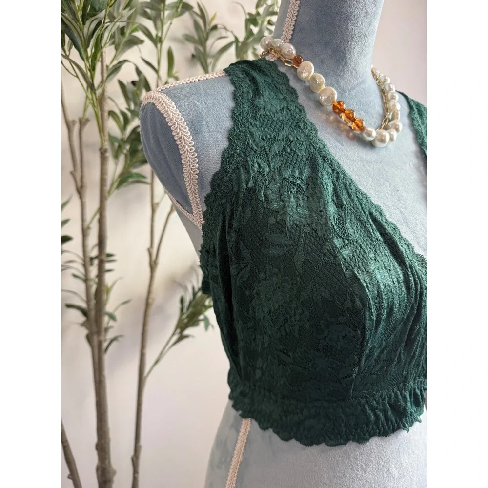 Cosabella Never Say Never Ultra Curvy Sweetie Bralette Emerald Green Lace NEW S